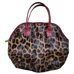 Elizabeth Arden Leopard Red Accent Cosmetic Bag Purse Handbag Travel